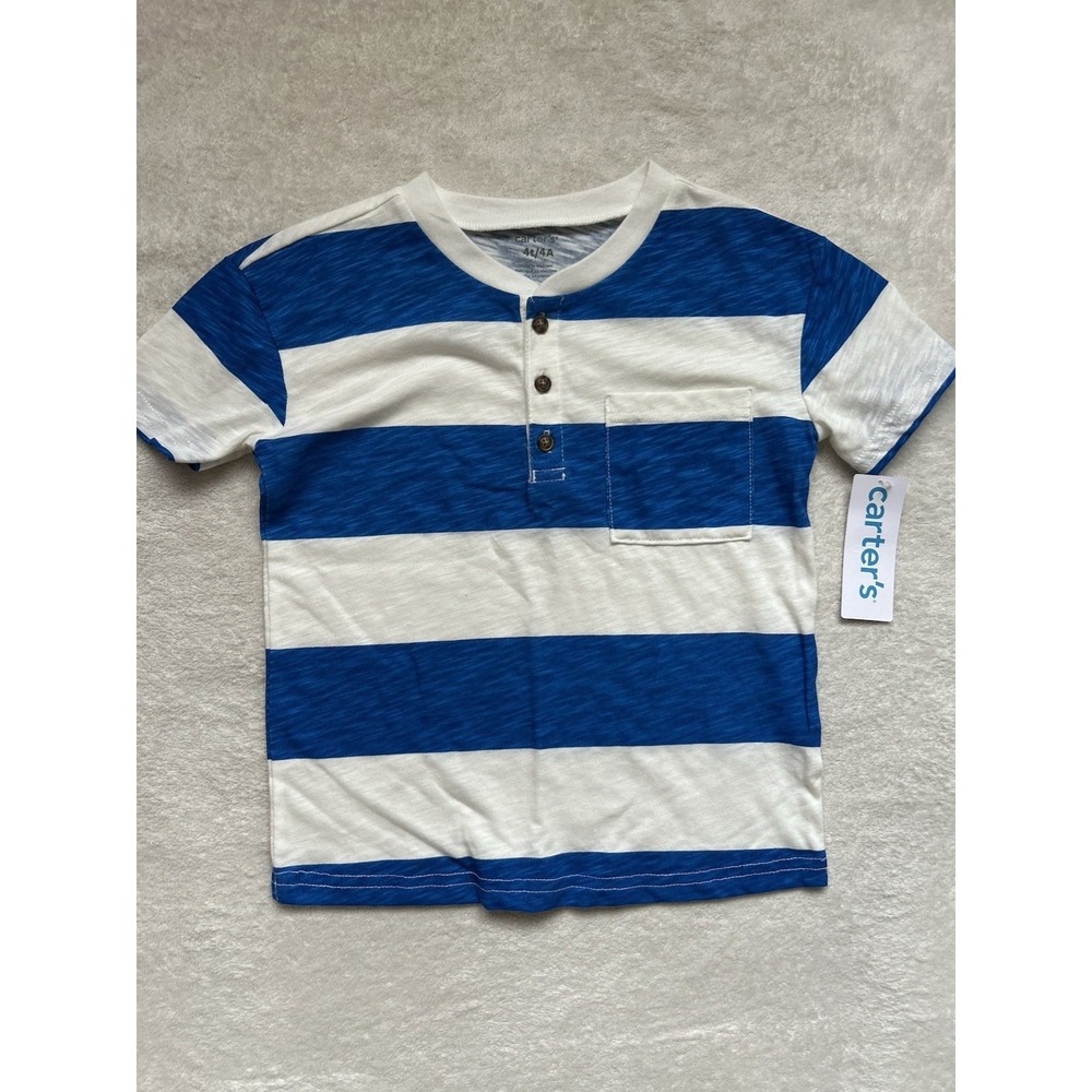 NWT Carter's blue and white striped baby tee Size 4 years #kids #stripedtee